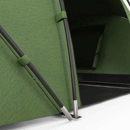 Outsunny 4-6 Man Camping Tent w/ Two Bedroom, Hiking Sun Shelter, UV Protection Tunnel Tent, Dark Green 