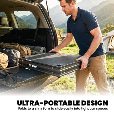 Outsunny Camping Camping Cupboards, Folding Portable Kitchen Table with 3-Tier Storage, Black 