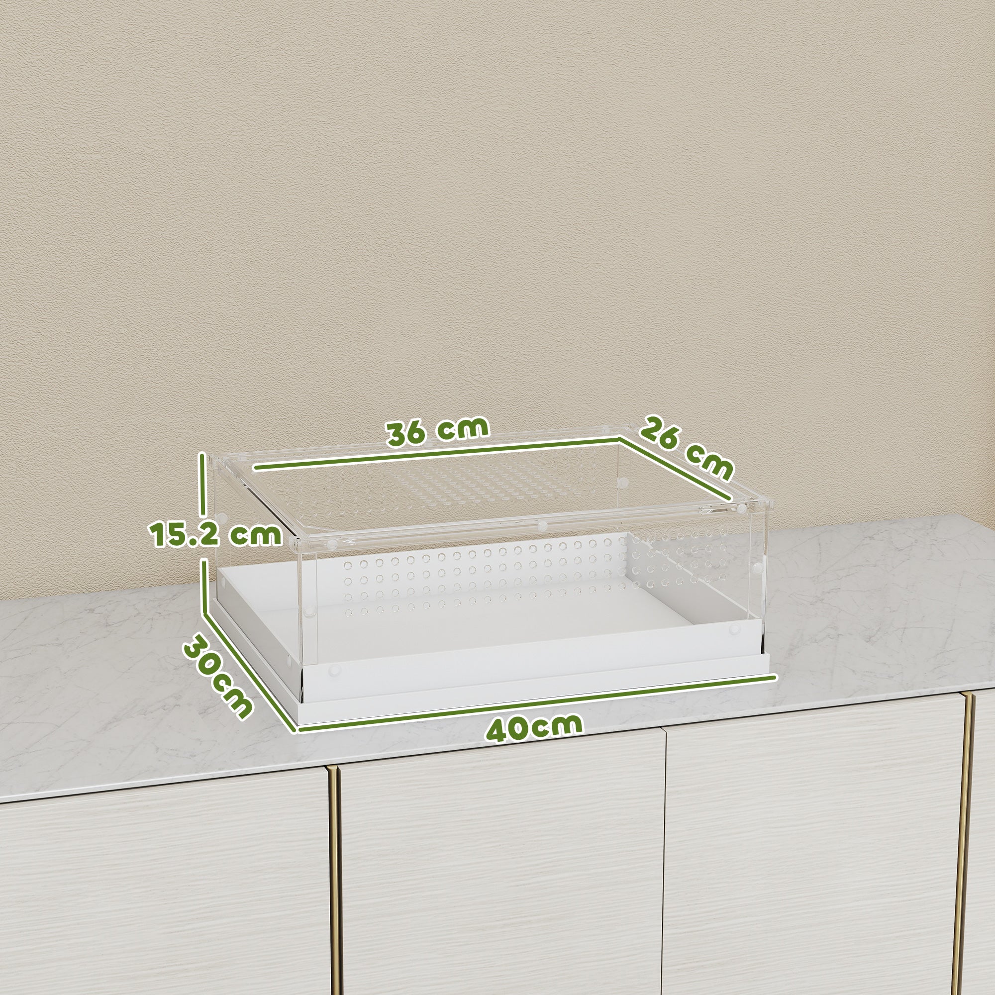 PawHut Acrylic Reptile Terrarium with Top Sliding Door, Vents,  for Snake, Frog, Spider, Gecko, Tarantula, 40 x 30 x 15 cm 