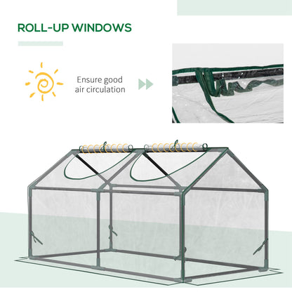 Outsunny Mini Greenhouse Portable Flower Planter Vegetable Grow House for Garden Backyard with Zipped Windows, 120 x 60 x 60 cm, Clear 