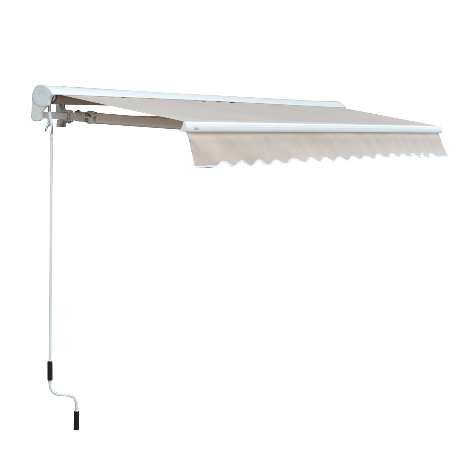Outsunny 2.95Lx2.5M  Retractable Manual/Electric Awning-Cream White/White 