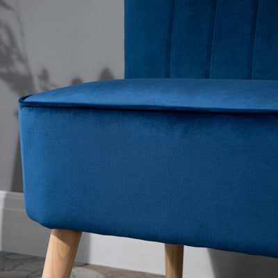 HOMCOM Modern Velvet Double Seat Sofa w/ Wood Frame Foam Padding High Back Soft Comfortable Compact Couch Blue 