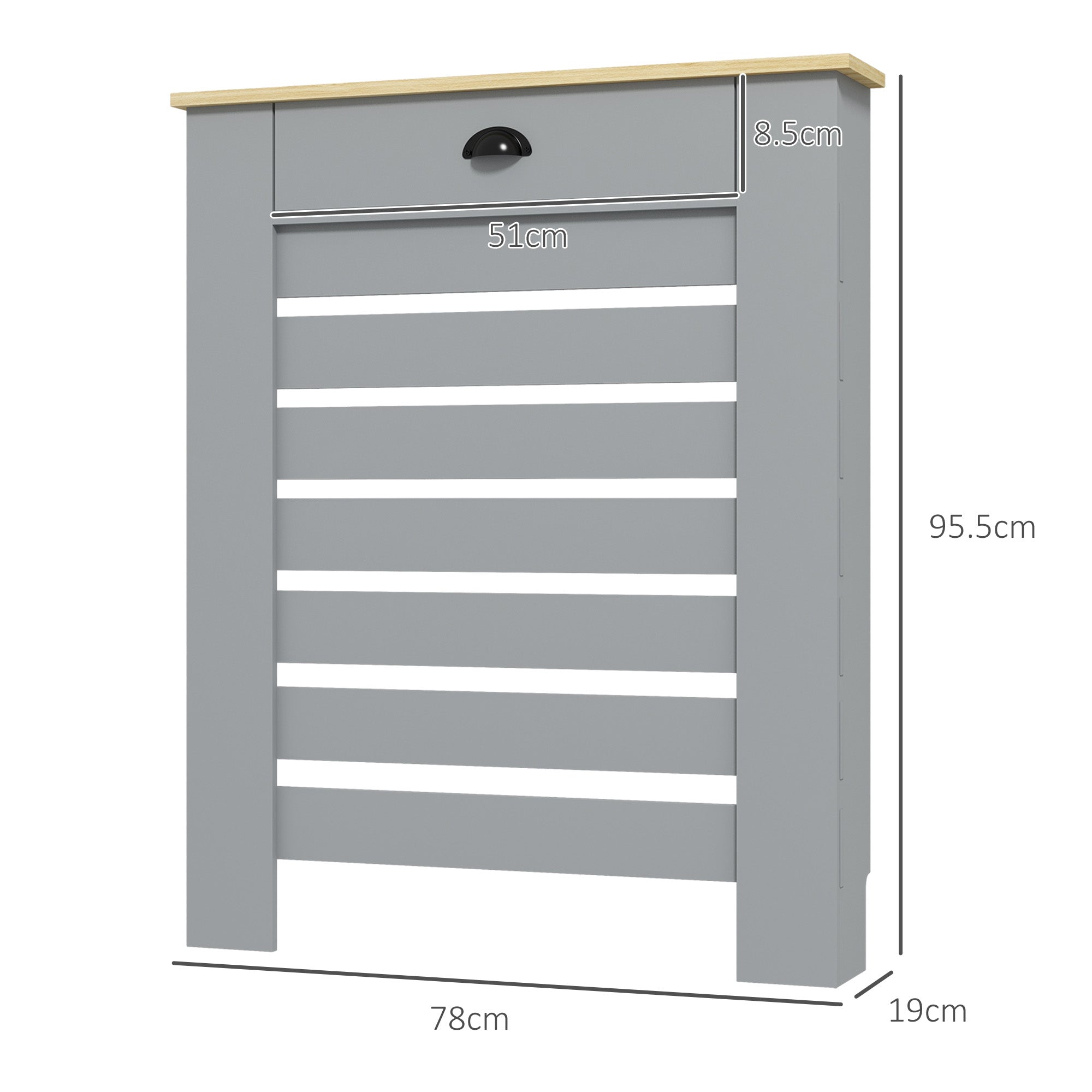 HOMCOM 95.5H x 78Wcm Radiator Cover, with Drawer - Grey 