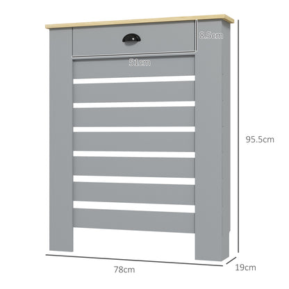 HOMCOM 95.5H x 78Wcm Radiator Cover, with Drawer - Grey 