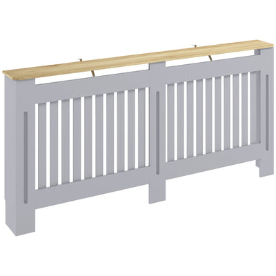 HOMCOM Slatted Radiator Cover, Painted Cabinet with Line Grill Design, 172L × 19W × 81H cm, Grey