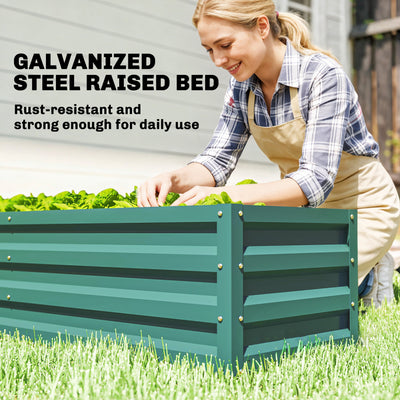 Outsunny Small Greenhouse with Raised Garden Bed, Galvanised Walk-in Greenhouse with Roll Up Windows, 141 x 141 x 190 cm, Green 