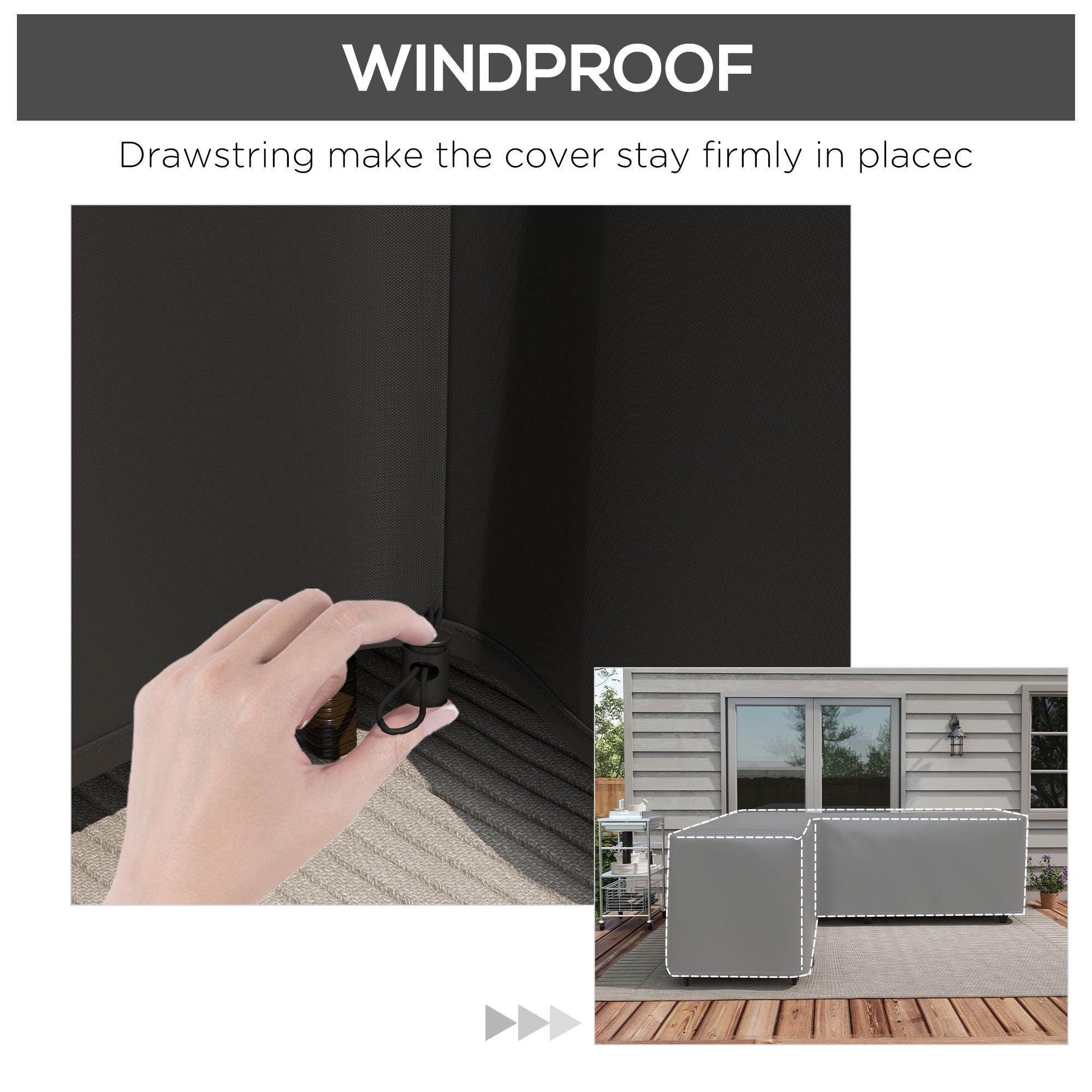 Outsunny 250 x 250cm L-Shaped Protective Furniture Cover 