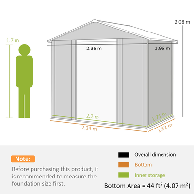 Outsunny 8 x 6ft Garden Storage Shed with Sliding Door - Brown Wood Effect 