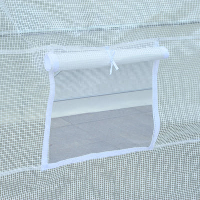 Outsunny 2.5 x 2 x 2 m Polytunnel Greenhouse, Walk-in Green House for Garden with Mesh Windows, Galvanised Steel Frame, White 