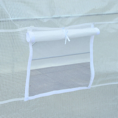 Outsunny 2.5 x 2 x 2 m Polytunnel Greenhouse, Walk-in Green House for Garden with Mesh Windows, Galvanised Steel Frame, White 