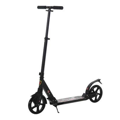 HOMCOM Folding Kick Scooter, Adjustable Ride On Scooter with 200mm Big Wheels and Double Shock Absorption, Urban Scooter for 14+ Teens Adult - Black 