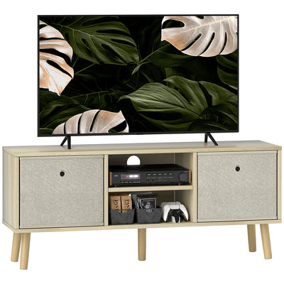 HOMCOM TV Cabinet Stand Unit for TVs up to 50'' with Foldable Drawers, Entertainment Centre for Living Room Natural 