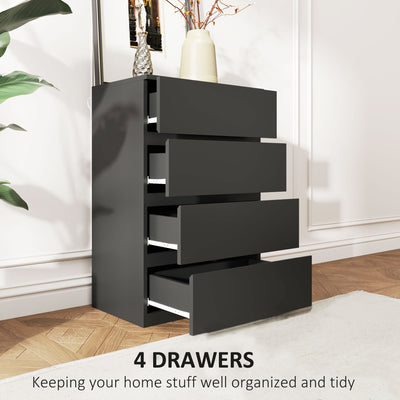HOMCOM Chest of Drawers, 4-Drawer Storage Cabinets, Modern Dresser, Storage Drawer Unit for Bedroom 