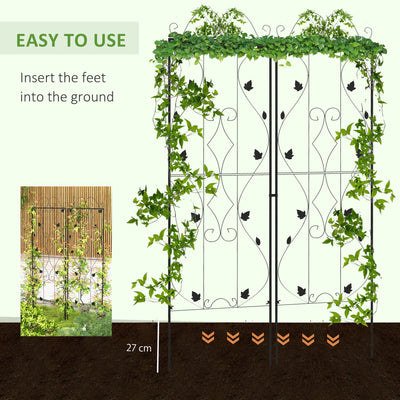 Outsunny Metal Trellis Set of 2, Garden Trellis for Climbing Plants Support Frames, Leaf Design 