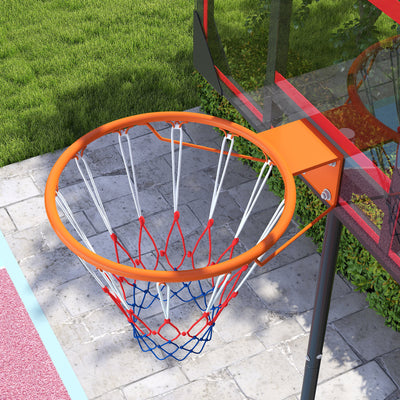 AIYAPLAY Basketball Hoop Outdoor Indoor, 210-260cm Height Adjustable Basketball Hoop with Wheels, Larger Base, for 6+ Years, Red 