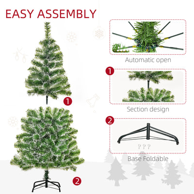 HOMCOM 5FT Indoor Christmas Tree Artificial Decoration Xmas Gift with Metal Stand Branch Tips 