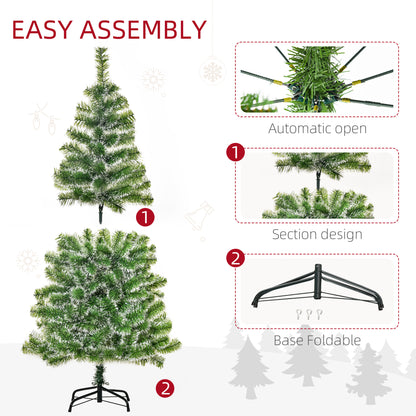 HOMCOM 5FT Indoor Christmas Tree Artificial Decoration Xmas Gift with Metal Stand Branch Tips 