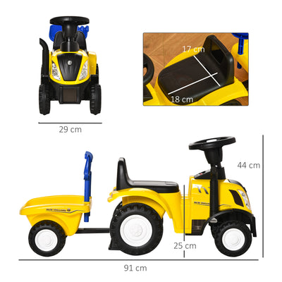 HOMCOM Ride On Tractor Toddler Walker Foot To Floor Slider w/ Horn Storage Steering Wheel for 1-3 Years Old Yellow 