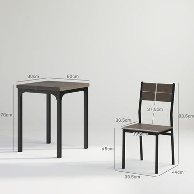 HOMCOM Three-Piece Minimal and Compact Dining Set, Grey Wood Grain 