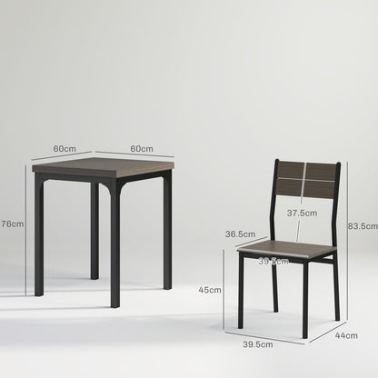 HOMCOM Three-Piece Minimal and Compact Dining Set, Grey Wood Grain 