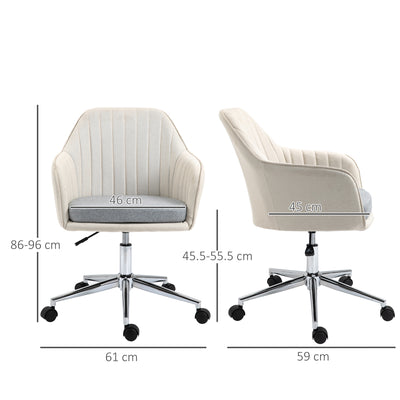 Vinsetto Home Office Chair Comfortable Computer Desk Chair Swivel Task Chair with Golden Base, Vanity Chair for Teens Adults Bedroom, Beige 