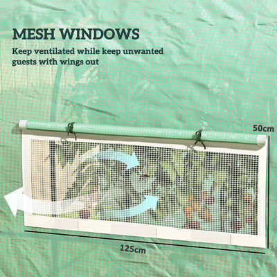 Outsunny 300 x 200cm Walk-In Polytunnel Greenhouse - Green 