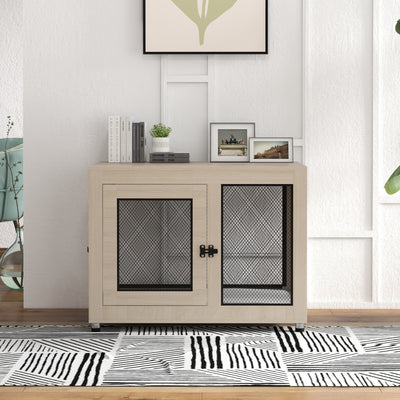 PawHut 2-in-1 Dog Cage & Side Table, with Two Doors, Cushion, for Large Dogs 