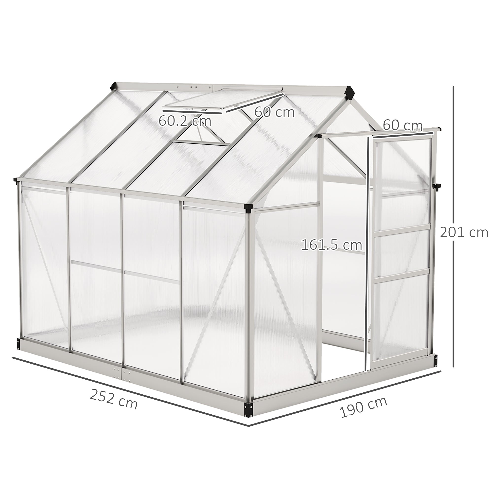 Outsunny 6 x 8ft Walk-In Greenhouse, with Sliding Door - Clear 