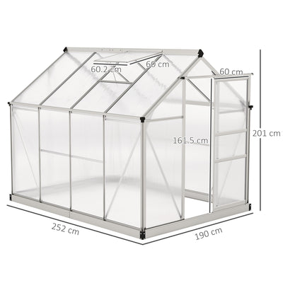 Outsunny 6 x 8ft Walk-In Greenhouse, with Sliding Door - Clear 