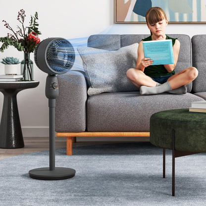HOMCOM Pedestal Fan, Powerful Air Circulator, 12 Inch Floor Standing Fan with 3 Speed Settings, Oscillating Function for Bedroom, Home and Office, Grey 