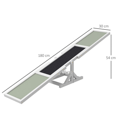 PawHut Wooden Pet Seesaw for Big Dogs, Dog Agility Equipment with Anti-Slip Surface - White 