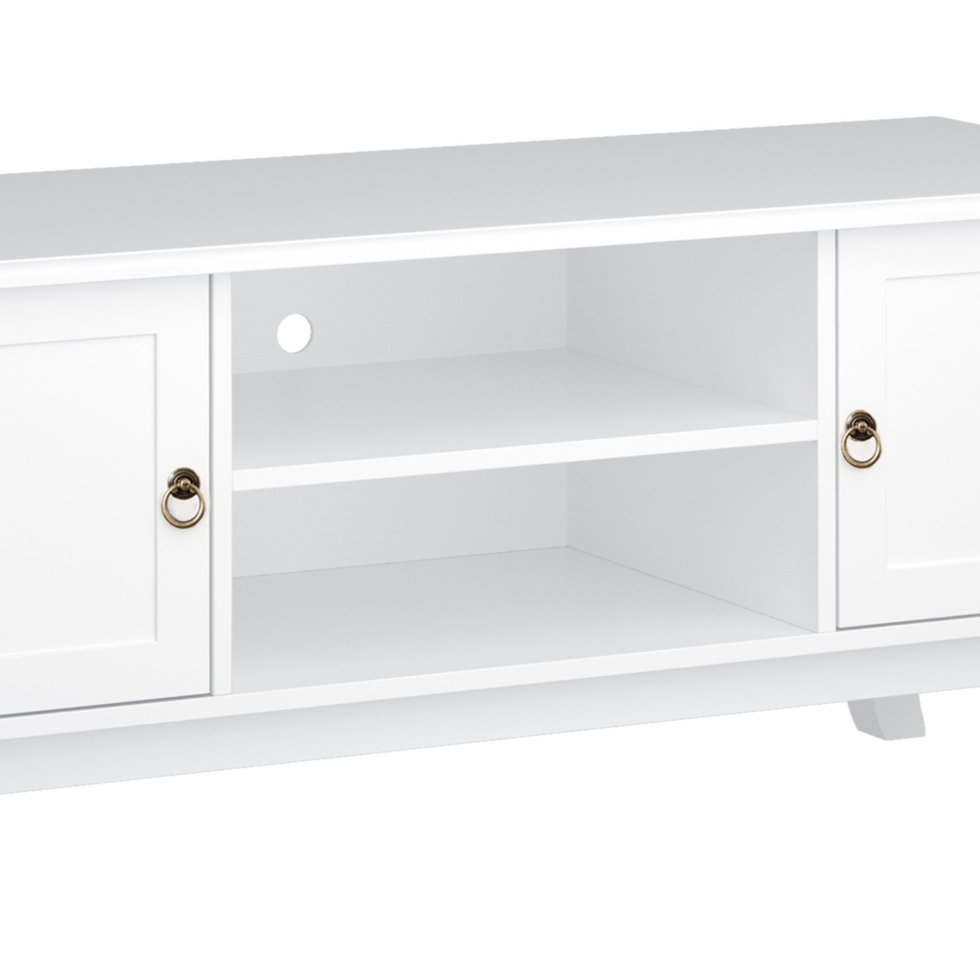 HOMCOM TV Stand for TV up to 55", 2 Doors TV Cabinet with Open Storage Shelves and Cable Management, TV Table Unit for Living Room Bedroom Entertainment Room, 120L x 45W x 50.5H, White 