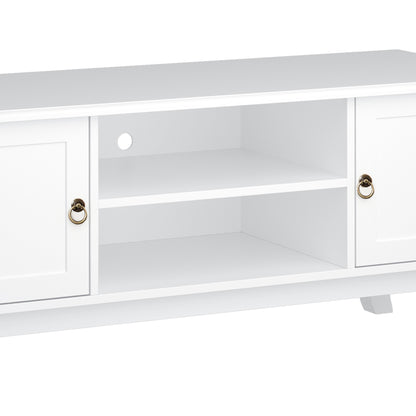 HOMCOM TV Stand for TV up to 55", 2 Doors TV Cabinet with Open Storage Shelves and Cable Management, TV Table Unit for Living Room Bedroom Entertainment Room, 120L x 45W x 50.5H, White 