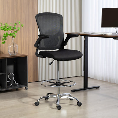 HOMCOM Draughtsman Chair, with Adjustable Lumbar - Black 