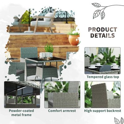 Outsunny Five-Pieces Rattan Dining Set - Light Grey 