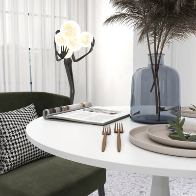 HOMCOM Round Dining Table, Modern Dining Room Table with Steel Base, Non-slip Foot Pad, Space Saving Small Dining Table 