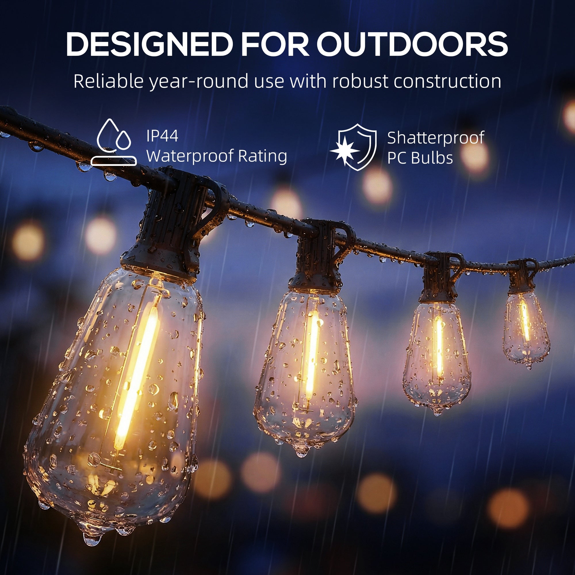 HOMCOM Curtain Lights Connectable Fairy Curtain Lights Plug-in IP44 Waterproof/18 m/Warm White 