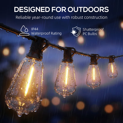 HOMCOM Curtain Lights Connectable Fairy Curtain Lights Plug-in IP44 Waterproof/18 m/Warm White 
