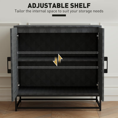 HOMCOM Modern Sideboard, Freestanding Sideboard Storage Cabinet with Adjustable Shelf and 2 Doors for Living Room, Black 