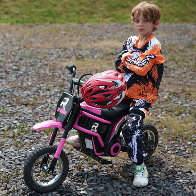HOMCOM 24V Electric Motorbike with Twist Grip Throttle, Music, Horn, 12" Pneumatic Tyres, 16km/h Max Speed - Pink 
