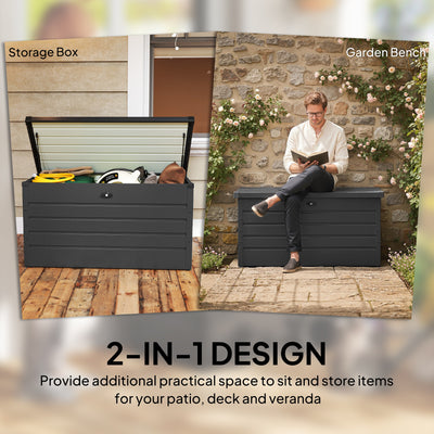 Outsunny 311L Galvanised Steel Garden Storage Box - Dark Grey 