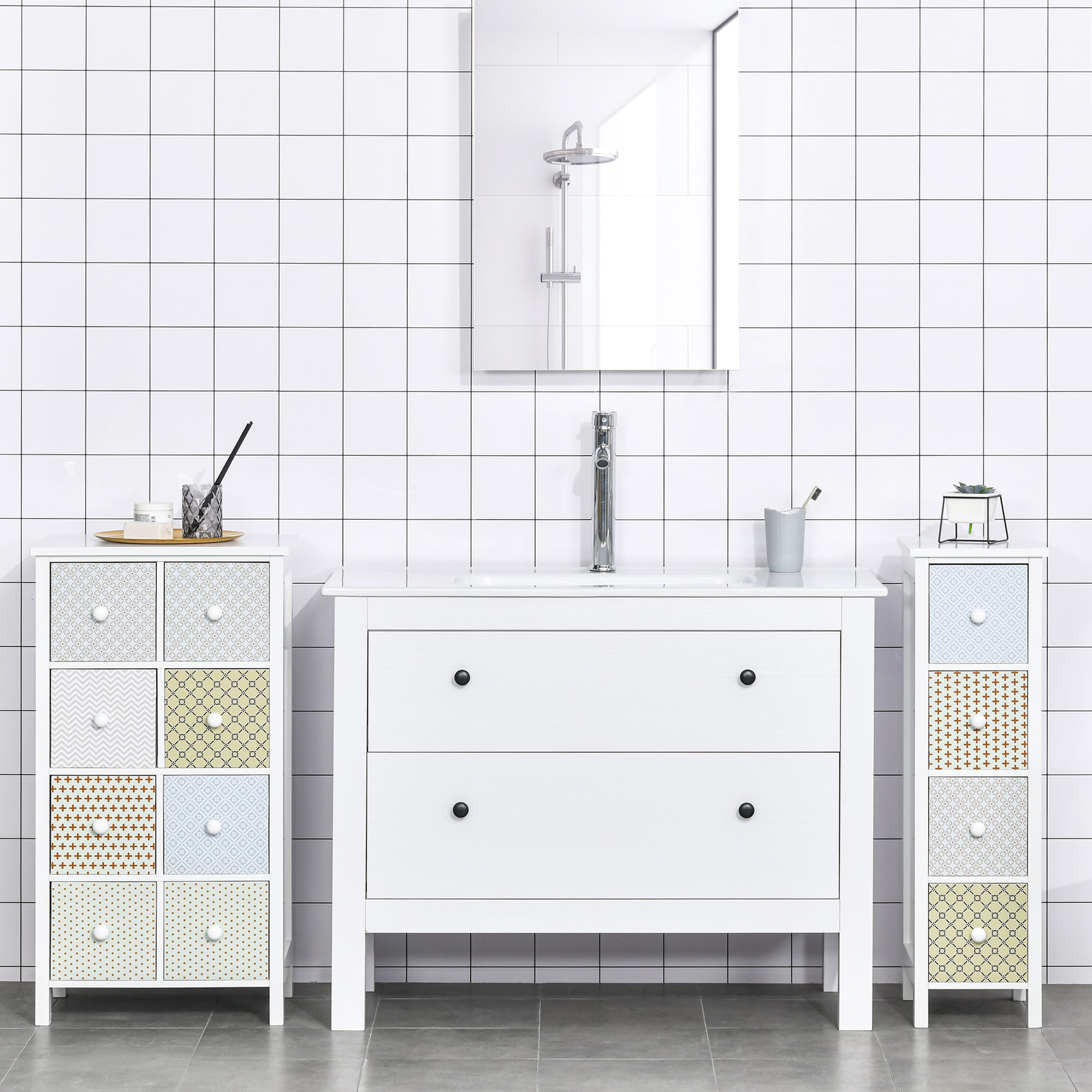 HOMCOM Chest of Drawers, 4 Drawer Dresser, Storage Organizer Toilet Tissue Cabinet for Bedroom, Bathroom 