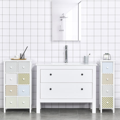 HOMCOM Chest of Drawers, 4 Drawer Dresser, Storage Organizer Toilet Tissue Cabinet for Bedroom, Bathroom 