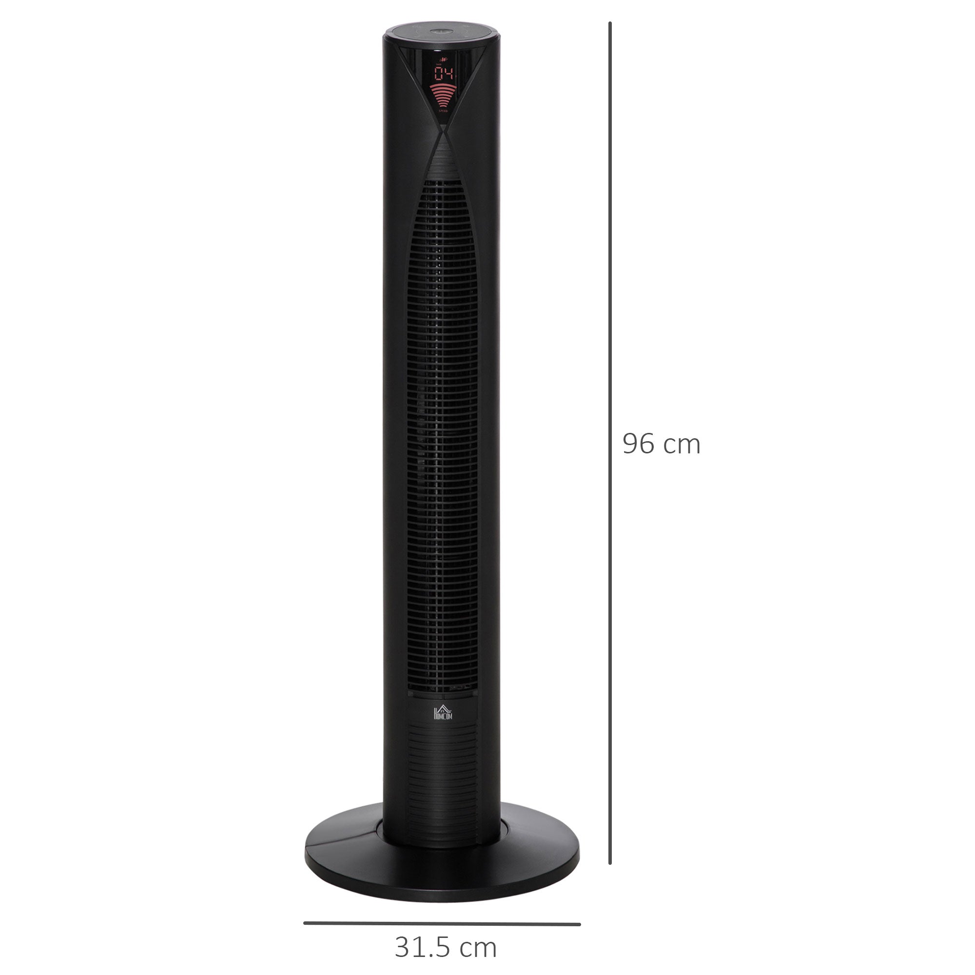 HOMCOM 38" Oscillating Tower Fan with Remote Control, 3 Speed 4 Modes, LCD panel, 12-Hour Timer, Slim Cooling Fan for Home Bedroom Office, Black 