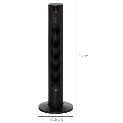 HOMCOM 38" Oscillating Tower Fan with Remote Control, 3 Speed 4 Modes, LCD panel, 12-Hour Timer, Slim Cooling Fan for Home Bedroom Office, Black 