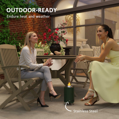 Outsunny Smokeless Fire Pit, 16 x 16 cm Stainless Steel Portable Wood Burning Firepit with Poker, Wood or Pellet Fuelled Tabletop Fire Pit for Garden Camping Bonfire Party, Green 