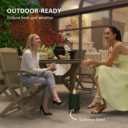 Outsunny Smokeless Fire Pit, 16 x 16 cm Stainless Steel Portable Wood Burning Firepit with Poker, Wood or Pellet Fuelled Tabletop Fire Pit for Garden Camping Bonfire Party, Green 