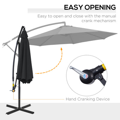 Outsunny 2.45m Overhanging Cantilever Parasol, with Cross Base - Black 