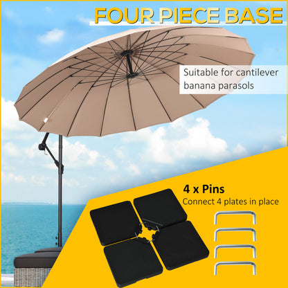 Outsunny Four-Piece Plastic Cantilever Parasol Base - Black