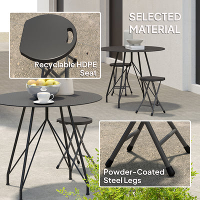Outsunny Set of Four Folding Carry Stools - Charcoal Grey 